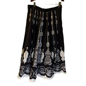 Sandy Starkman Women's Boho Maxi Skirt Size S Embroidered Sequins Peasant Party